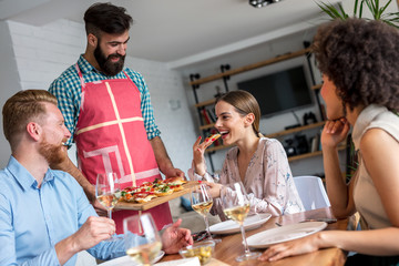 Young people enjoying in their meal