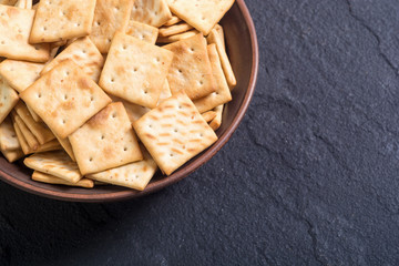 Homemade crackers in bowl