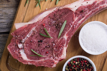 Raw entrecote steak