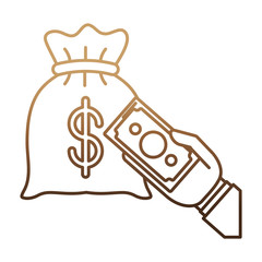 hand with money bill icon over white background vector illustration