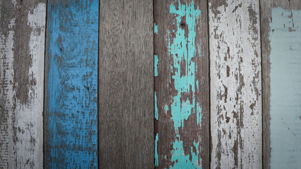 Painted old wood and plank wall texture for  blue background