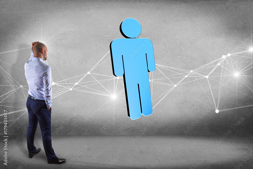 Poster network connection with people linked each other - 3d rendering