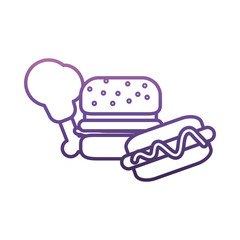 hamburger and hot dog icon over white background vector illustration
