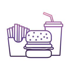 hamburger french fries and soda cup icon over white background vector illustration