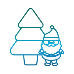 cartoon santa claus and pine icon over white background vector illustration