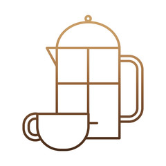 french press and coffee mug  icon over white background vector illustration