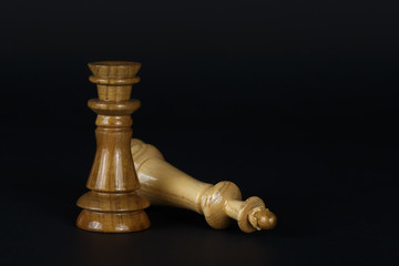 Two chess pieces on a dark background