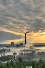 Sunrise over powerplant