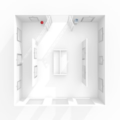 3d interior rendering of white gallery