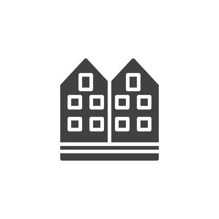 Neighborhood house icon vector, filled flat sign, solid pictogram isolated on white. Symbol, logo illustration.