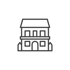 Residential house line icon, outline vector sign, linear style pictogram isolated on white. Apartments symbol, logo illustration. Editable stroke