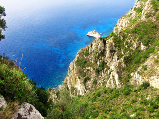 blue lagoon coast landscape ionian sea on Corfu island