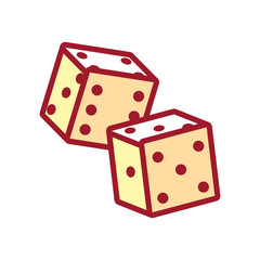 flat line colored dice over white background  vector illustration