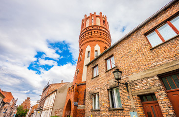 Neo-Gothic water tower of nineteenth century in Chelmno, near Torun on Vistula river