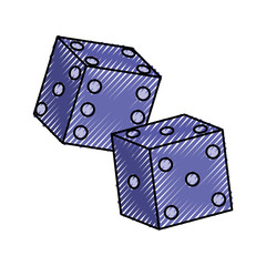 flat line colored dice doodle over white background  vector illustration