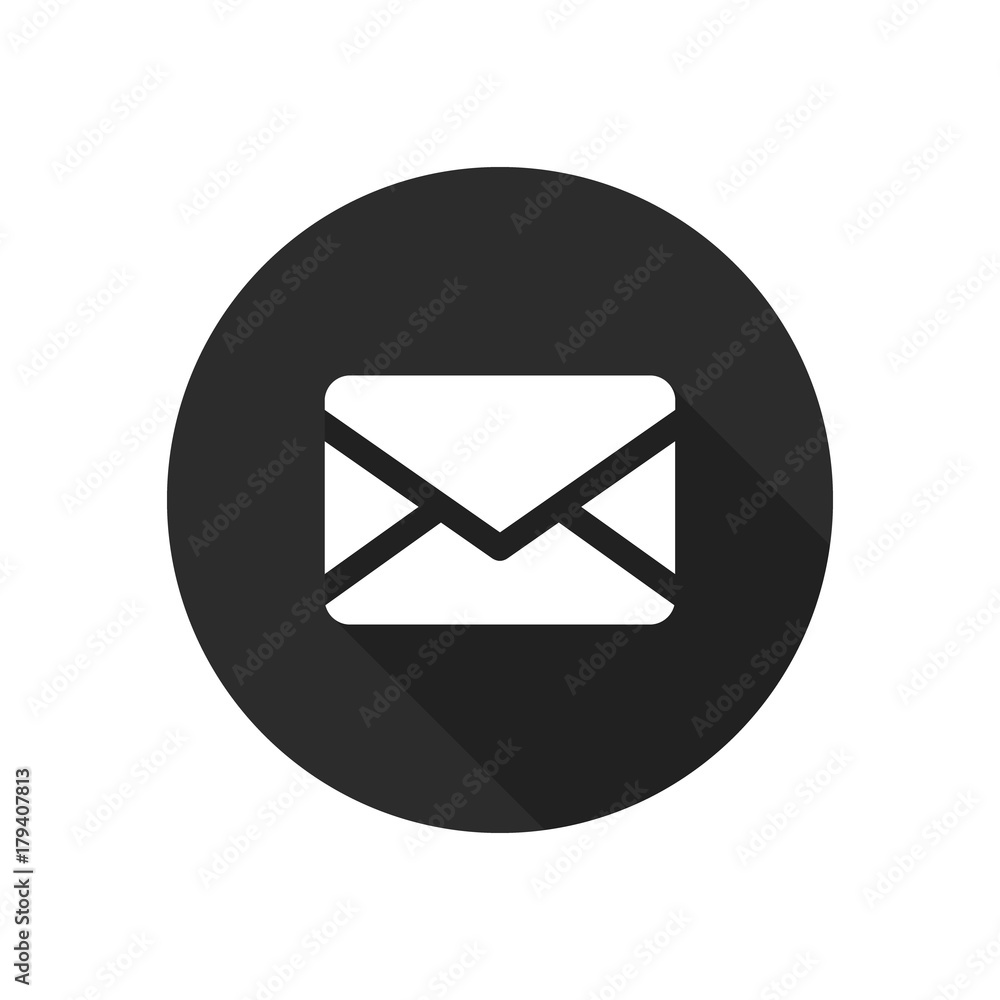 Poster envelope mail circle button flat web icon. vector. send email message sign