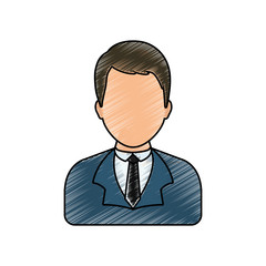 flat line colored  man job  doodle over white background  vector illustration