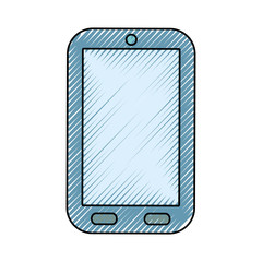 flat line colored smartphone  doodle over white backgorund  vector illustration