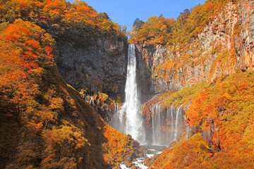 Kegon Falls in Autumn Season ,Nikko ,Japan.