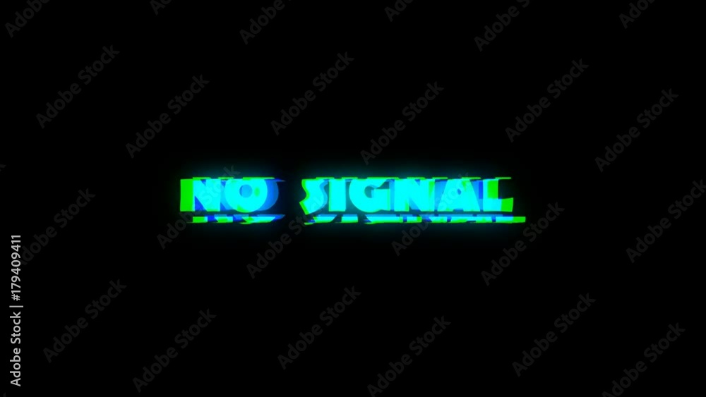 Poster no signal text glitch because of bad signal. seamless loop