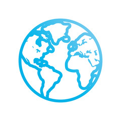 flat line colored global planet over white background  vector illustration