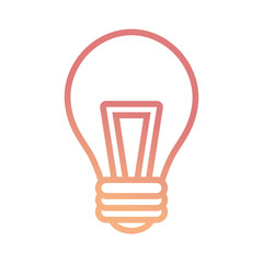 flat line colored light bulb over white background  vector illustration