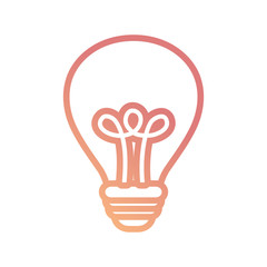 flat line colored light bulb over white background  vector illustration