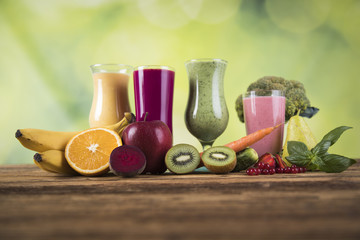 Cocktails with fresh fruits, Vitamin and Fitness 