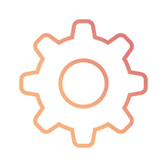 flat line colored gear over white background vector illustration