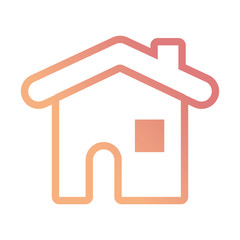 flat line colored house over white background  vector illustration