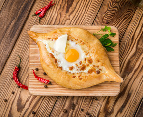 Ajarian khachapuri close up