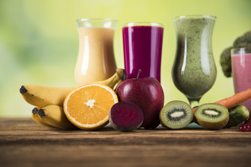 Cocktails with fresh fruits, Vitamin and Fitness 