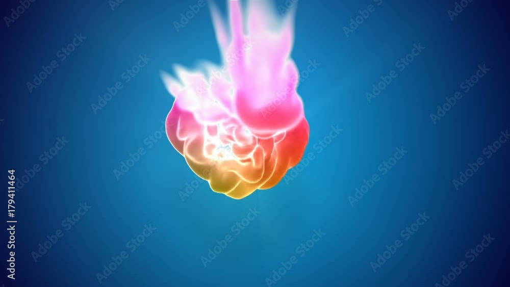 Aufkleber multicolor 3d flow of dense ink inject in water in slow motion on blue background. use as background