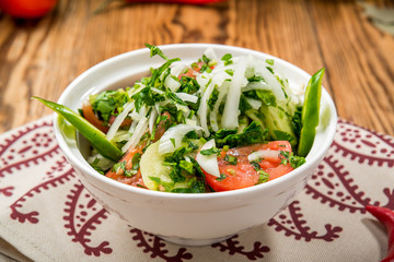 Salad with tomatoes and cucumbers
