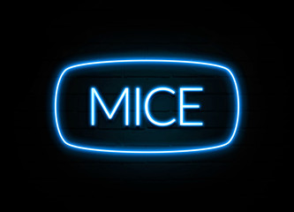 Mice  - colorful Neon Sign on brickwall