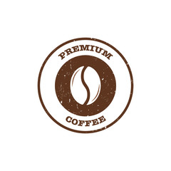 Coffee bean stamp with text premium coffee