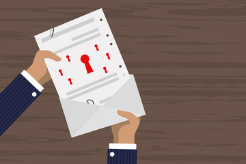 Person verschickt Brief - Schlüsselloch - Datenschutz