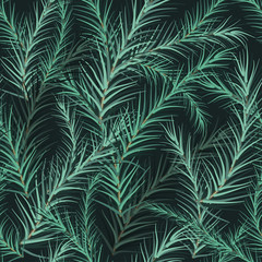 Christmas tree fir branch background. Seamless vector illustration.