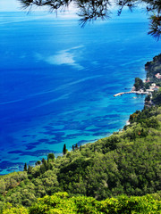blue lagoon coast landscape ionian sea on Corfu island
