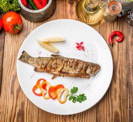Fish dish - fried  fillet with vegetables