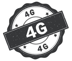 4G text, written on grey round badge.