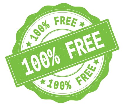 100 PERCENT FREE text, written on green round badge.