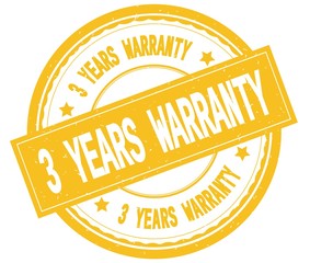 Obraz premium 3 YEARS WARRANTY , written text on yellow round rubber stamp.