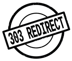 303 REDIRECT text, written on black simple circle stamp.