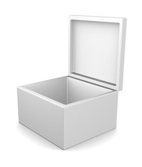 Realistic white box isolated on white background. 3d illustration