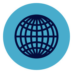 Globe Icon On Round Blue Background Flat