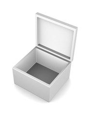 Realistic white box isolated on white background. 3d illustration