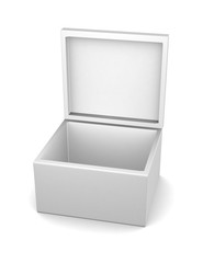 Realistic white box isolated on white background. 3d illustration