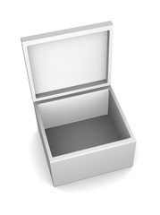 Realistic white box isolated on white background. 3d illustration