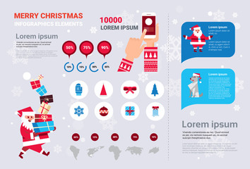 Template Infographics Set Winter Holiday Elements Decoration And Copy Space Vector Illustration